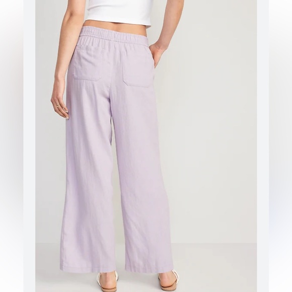 Old Navy Pants - Old Navy high rise wide leg linen blend pants in Dusky Lavender